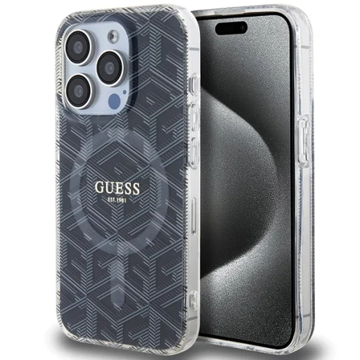 Original Case GUESS IML GCube Magsafe GUHMP15LHGCUSTGK tok iPhone 15 Pro fekete - 1