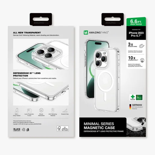 Amazing Thing Minimal Magsafe Tok 6.6FT IP156.1PMMINCL iPhone 15 Pro-hoz, átlátszó - 11