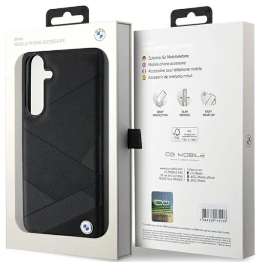 Original Case BMW hardcase Signature Leather Crossing Lines Pattern BMHCS24S23RCGPK for Samsung Galaxy S24 Black tok - 8