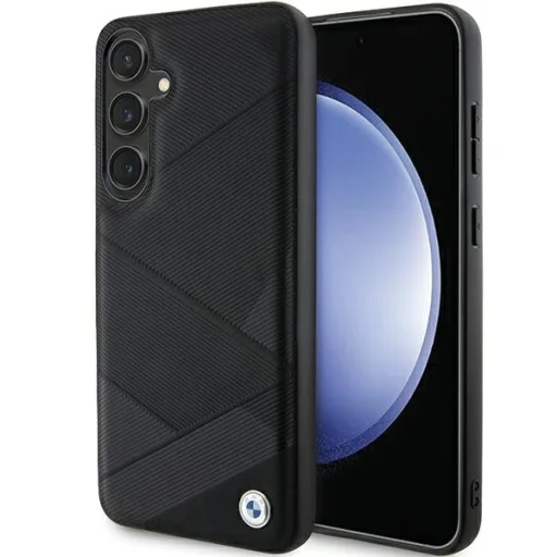 Original Case BMW hardcase Signature Leather Crossing Lines Pattern BMHCS24S23RCGPK for Samsung Galaxy S24 Black tok - 1