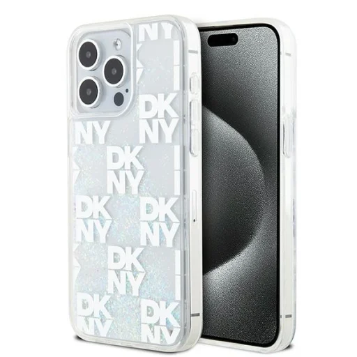 Original Case DKNY hardcase Liquid Glitter Multilogo DKHCP15XLCPEPT tok iPhone 15 Pro Max fehér - 1