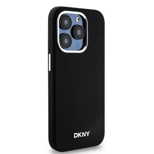 Eredeti DKNY kemény tok folyékony szilikon kis fém logóval MagSafe DKHMP14LSMCHLK iPhone 14 Pro fekete tok - 4