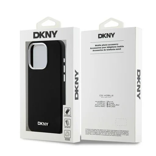 Eredeti DKNY kemény tok folyékony szilikon kis fém logóval MagSafe DKHMP14LSMCHLK iPhone 14 Pro fekete tok - 8