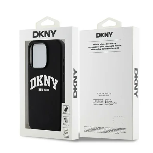 Eredeti DKNY kemény tok folyékony szilikon fehér nyomtatott logóval MagSafe DKHMP14LSNYACH iPhone 14 Pro fekete tok - 8