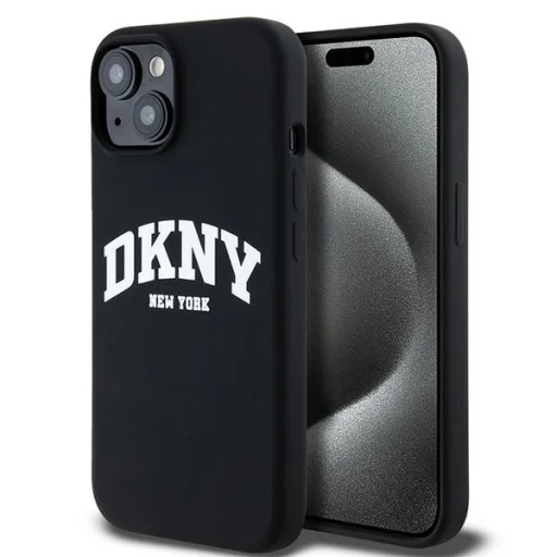Original Case DKNY hardcase Liquid Silicone White Printed Logo MagSafe DKHMP15MSNYACH iPhone 14 Plus/15 Plus tok fekete - 1