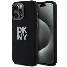 Original Case DKNY kemény tok folyékony szilikon fém logóval DKHCP15LSMCBSK iPhone 15 Pro fekete tok