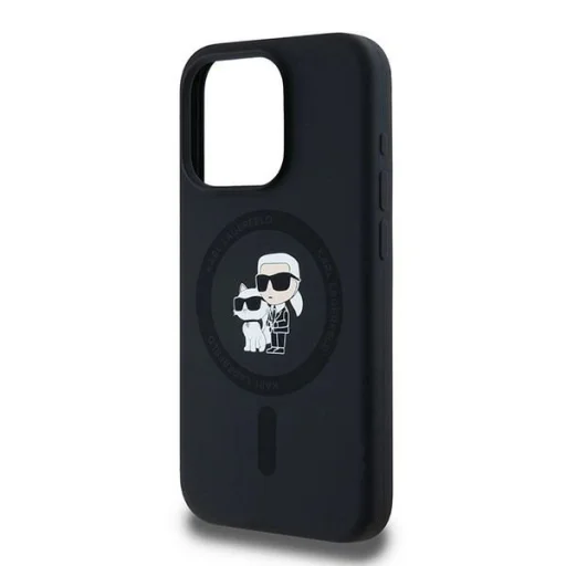  iPhone 15 Pro fekete Karl Lagerfeld eredeti szilikon tok Karl & Choupette MagSafe KLHMP15LSCMKCRHK - 2