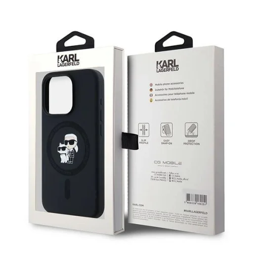  iPhone 15 Pro fekete Karl Lagerfeld eredeti szilikon tok Karl & Choupette MagSafe KLHMP15LSCMKCRHK - 5