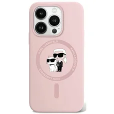  iPhone 15 Pro Max Rózsaszín Original Pouch KARL LAGERFELD kemény tok szilikon Karl & Choupette Ring MagSafe KLHMP15XSCMKCRHP tok