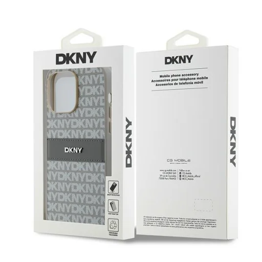 Original Case DKNY kemény tok bőr Mono Stripe & Metal Logo DKHCP14XPRTHSLE iPhone 14 Pro Max bézs tok - 8
