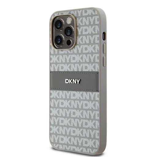 Original Case DKNY kemény tok bőr Mono Stripe & Metal Logo DKHCP14XPRTHSLE iPhone 14 Pro Max bézs tok - 2