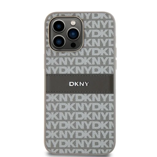Original Case DKNY kemény tok bőr Mono Stripe & Metal Logo DKHCP14XPRTHSLE iPhone 14 Pro Max bézs tok - 3