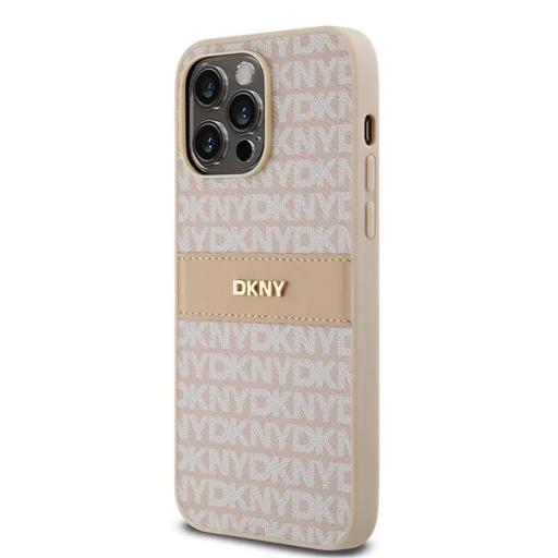 Original Case DKNY kemény tok bőr Mono Stripe & fém logó DKHCP14XPRTHSLP iPhone 14 Pro Max rózsaszín tok - 2