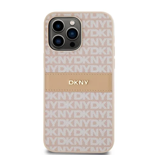 Original Case DKNY kemény tok bőr Mono Stripe & fém logó DKHCP14XPRTHSLP iPhone 14 Pro Max rózsaszín tok - 3