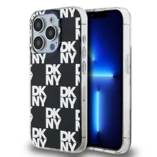 Eredeti tok DKNY keménytok IML Kockás Mono Minta DKHCP15LHDLCEK iPhone 15 Pro fekete
