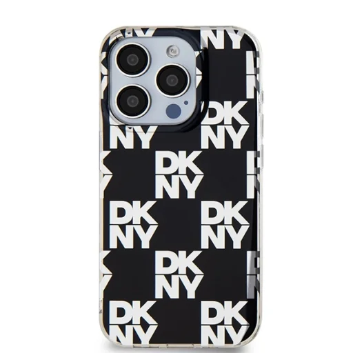 Eredeti tok DKNY keménytok IML Kockás Mono Minta DKHCP15LHDLCEK iPhone 15 Pro fekete - 3
