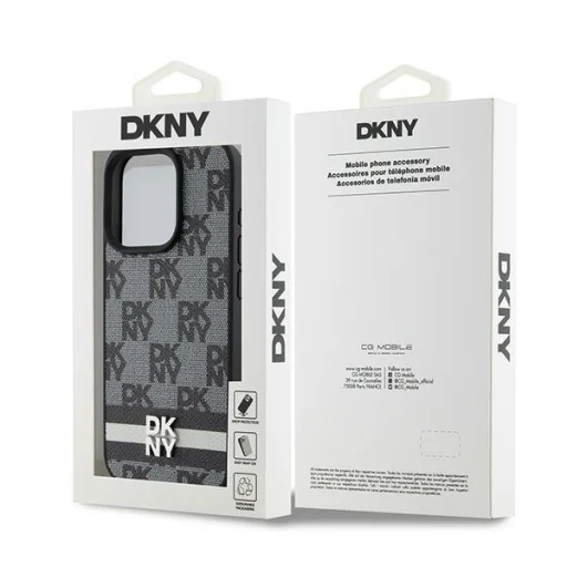 Original Case DKNY keménytok Bőr Kockás Mono Minta és Nyomtatott Csíkok DKHCP15XPCPTSSK iPhone 15 Pro Max fekete tok - 8
