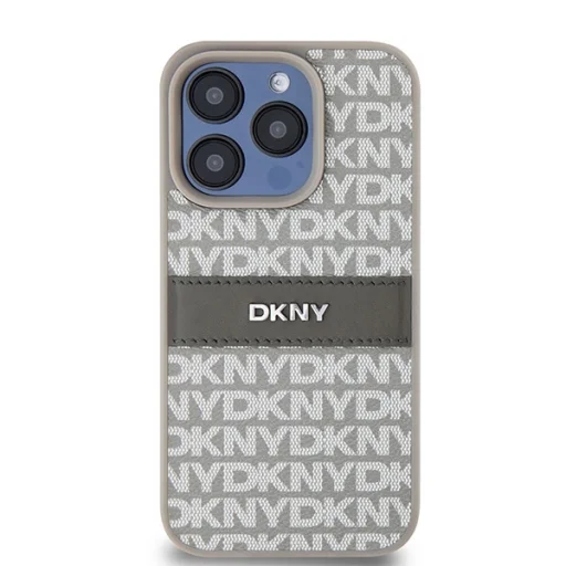 Original Case DKNY hardcase Bőr Mono Stripe & Fém Logó DKHCP15LPRTHSLE iPhone 15 Pro tok bézs - 3