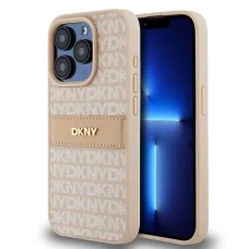 Original Case DKNY hardcase bőr Mono Stripe & Metal Logo DKHCP15LPRTHSLP tok iPhone 15 Pro rózsaszín