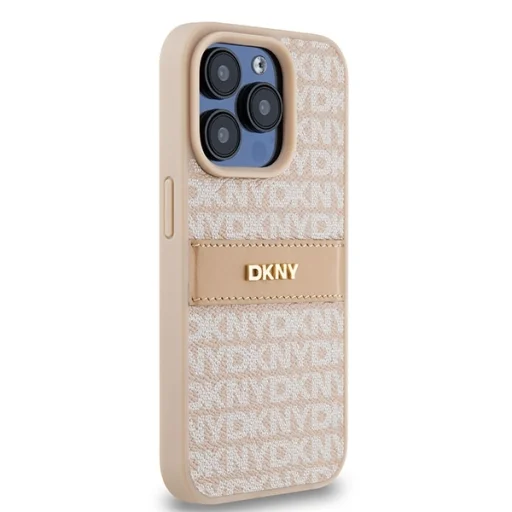 Original Case DKNY hardcase bőr Mono Stripe & Metal Logo DKHCP15LPRTHSLP tok iPhone 15 Pro rózsaszín - 4