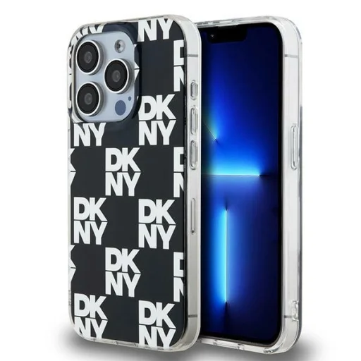Original Case DKNY keménytok IML Checkered Mono Pattern DKHCP15XHDLCEK iPhone 15 Pro Max fekete tok - 1