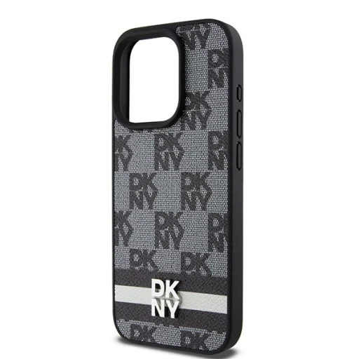 Original Case DKNY keménytok Bőr Kockás Mono Minta és Nyomtatott Csíkok DKHCP15XPCPTSSK iPhone 15 Pro Max fekete tok - 6