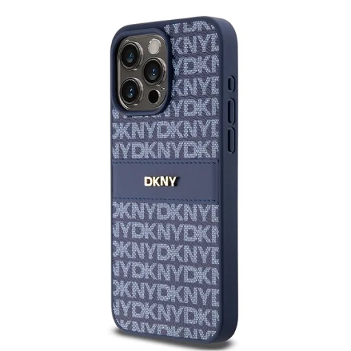 Original Case DKNY kemény tok bőr Mono Stripe & fém logó DKHCP15XPRTHSLB iPhone 15 Pro Max kék - 2