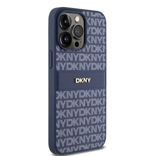 Original Case DKNY kemény tok bőr Mono Stripe & fém logó DKHCP15XPRTHSLB iPhone 15 Pro Max kék - 4