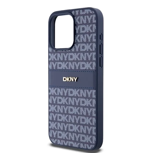 Original Case DKNY kemény tok bőr Mono Stripe & fém logó DKHCP15XPRTHSLB iPhone 15 Pro Max kék - 6