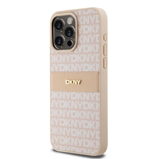 Original Case DKNY hardcase bőr Mono Stripe & Metal Logo DKHCP15XPRTHSLP iPhone 15 Pro Max tok rózsaszín - 2