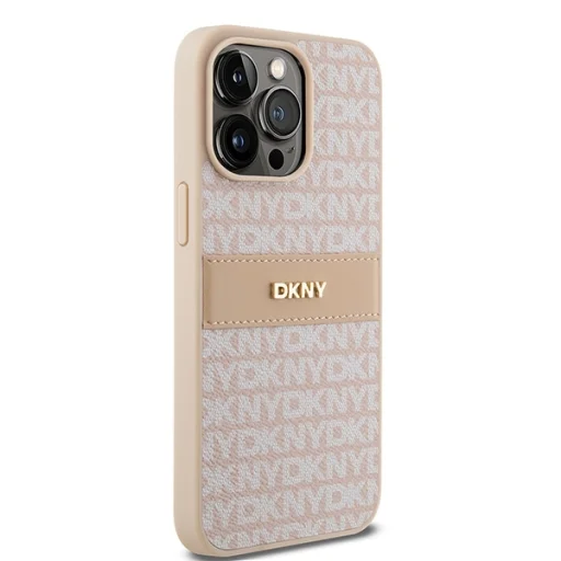 Original Case DKNY hardcase bőr Mono Stripe & Metal Logo DKHCP15XPRTHSLP iPhone 15 Pro Max tok rózsaszín - 4