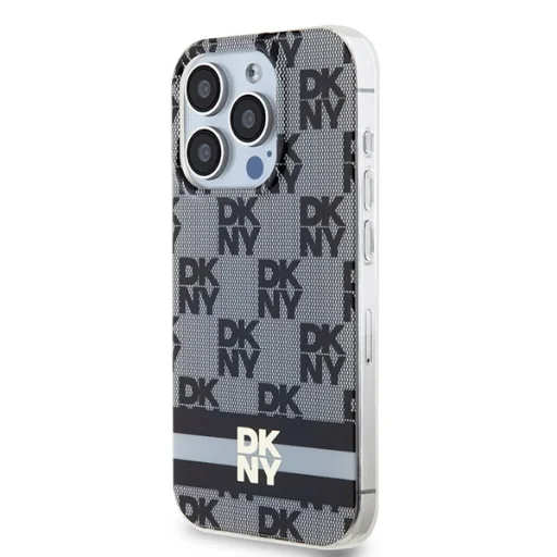 Original Case DKNY keménytok IML Checkered Mono Pattern & Printed Stripes MagSafe DKHMP13XHCPTSK iPhone 13 Pro Max fekete tok - 2