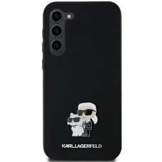 Eredeti Táska KARL LAGERFELD szilikon keménytok Karl&Choupette Fém Pin KLHCSA35SMHKCNPK Samsung Galaxy A35 fekete tok