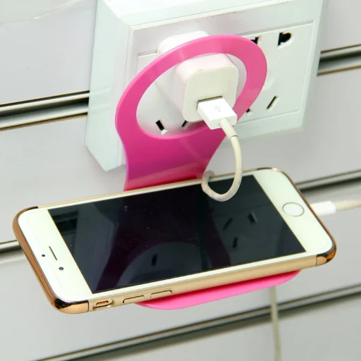 Fali telefon tartó töltéshez fekete, konnektoros telefontartó konnektor mellé - 4