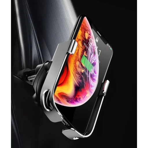 Baseus Rock Solid autós telefontartó elektromos zárhatósággal és vezeték nélküli Qi töltéssel ezüst (WXHW01-0S) - 10