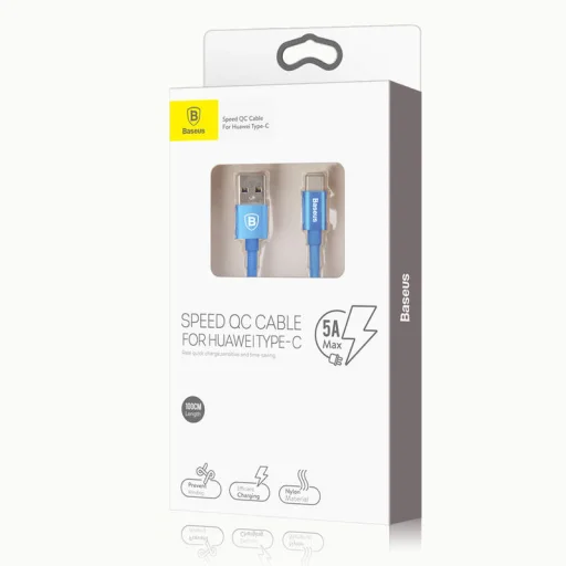 Baseus Huawei Type-C gyorstöltésre alkalmas kábel 5A 1m kék - 8
