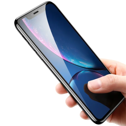 Baseus 3D kijelzővédő 9H üvegfólia iPhone XR/iPhone 11 6.1 fekete kerettel - 5