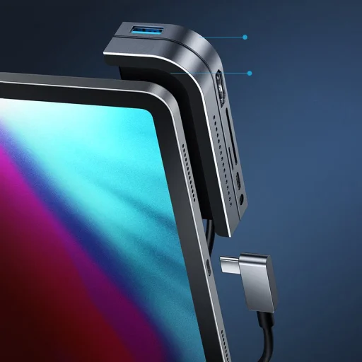 Baseus USB HUB Type-C - HDMI/TF - SD kártyaolvasó/ USB Type-C PD/ 3.5 mm szürke (CAHUB-WJ0G) - 9