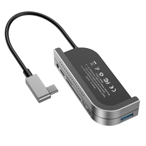 Baseus USB HUB Type-C - HDMI/TF - SD kártyaolvasó/ USB Type-C PD/ 3.5 mm szürke (CAHUB-WJ0G) - 5