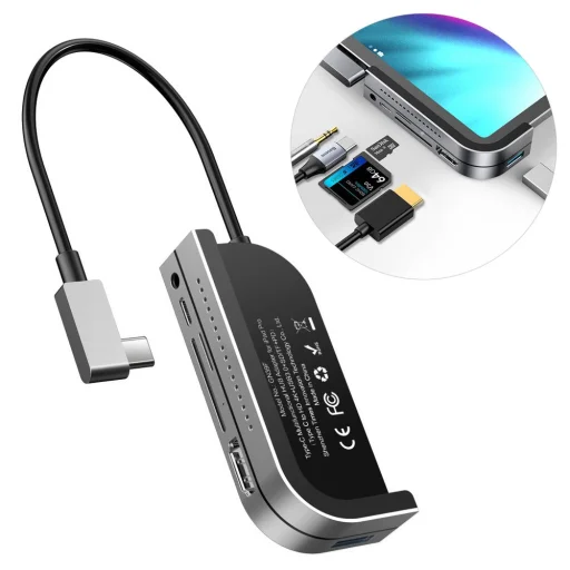 Baseus USB HUB Type-C - HDMI/TF - SD kártyaolvasó/ USB Type-C PD/ 3.5 mm szürke (CAHUB-WJ0G) - 1