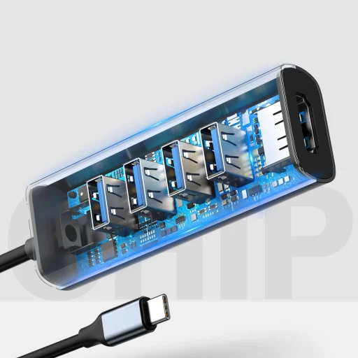 Baseus Enjoy Type-C USB elosztó HUB 4x USB 3.0/ HDMI HD szürke - 7