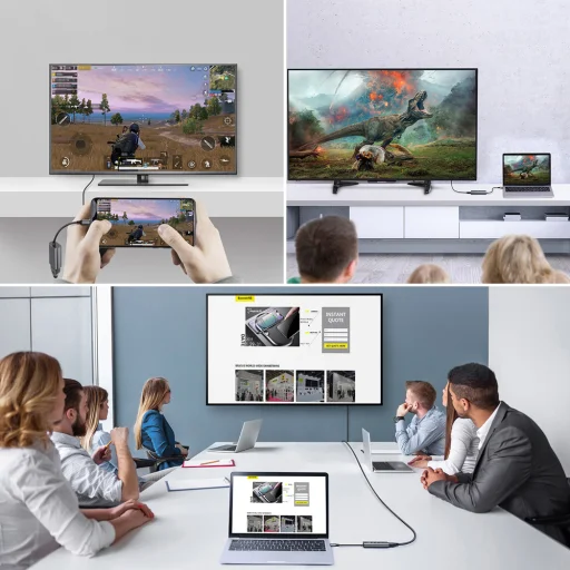 Baseus Enjoy Type-C USB elosztó HUB 4x USB 3.0/ HDMI HD szürke - 8