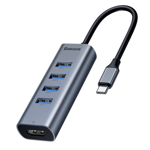 Baseus Enjoy Type-C USB elosztó HUB 4x USB 3.0/ HDMI HD szürke - 9
