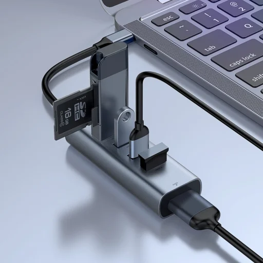 Baseus Enjoy Type-C USB elosztó HUB 4x USB 3.0/ HDMI HD szürke - 3