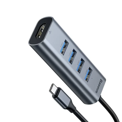 Baseus Enjoy Type-C USB elosztó HUB 4x USB 3.0/ HDMI HD szürke - 5