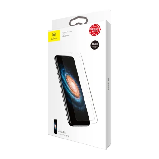 Baseus Ultravékony kijelzővédő üvegfólia iPhone 11 Pro/XS/X fehér kerettel - 7