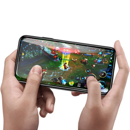 iPhone XS Baseus Ultravékony kijelzővédő 9H üvegfólia fekete - 5