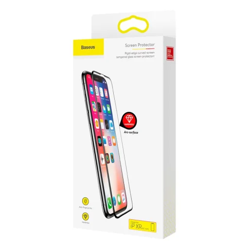 Baseus Rigid-edge 3D kijelzővédő üvegfólia megerősített kerettel iPhone XR/ iPhone 11 6.1 fekete - 6