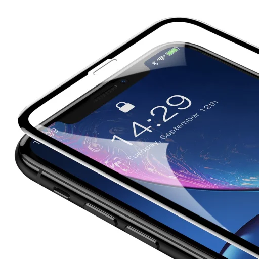 Baseus Rigid-edge 3D kijelzővédő üvegfólia megerősített kerettel iPhone XR/ iPhone 11 6.1 fekete - 5