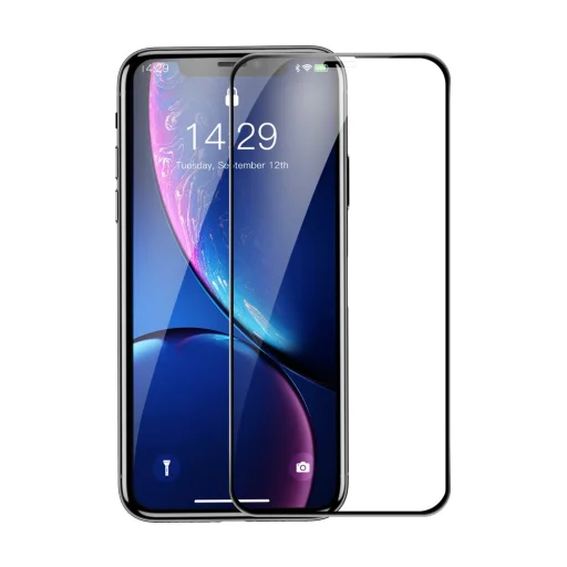 Baseus Rigid-edge 3D kijelzővédő üvegfólia megerősített kerettel iPhone XR/ iPhone 11 6.1 fekete - 1